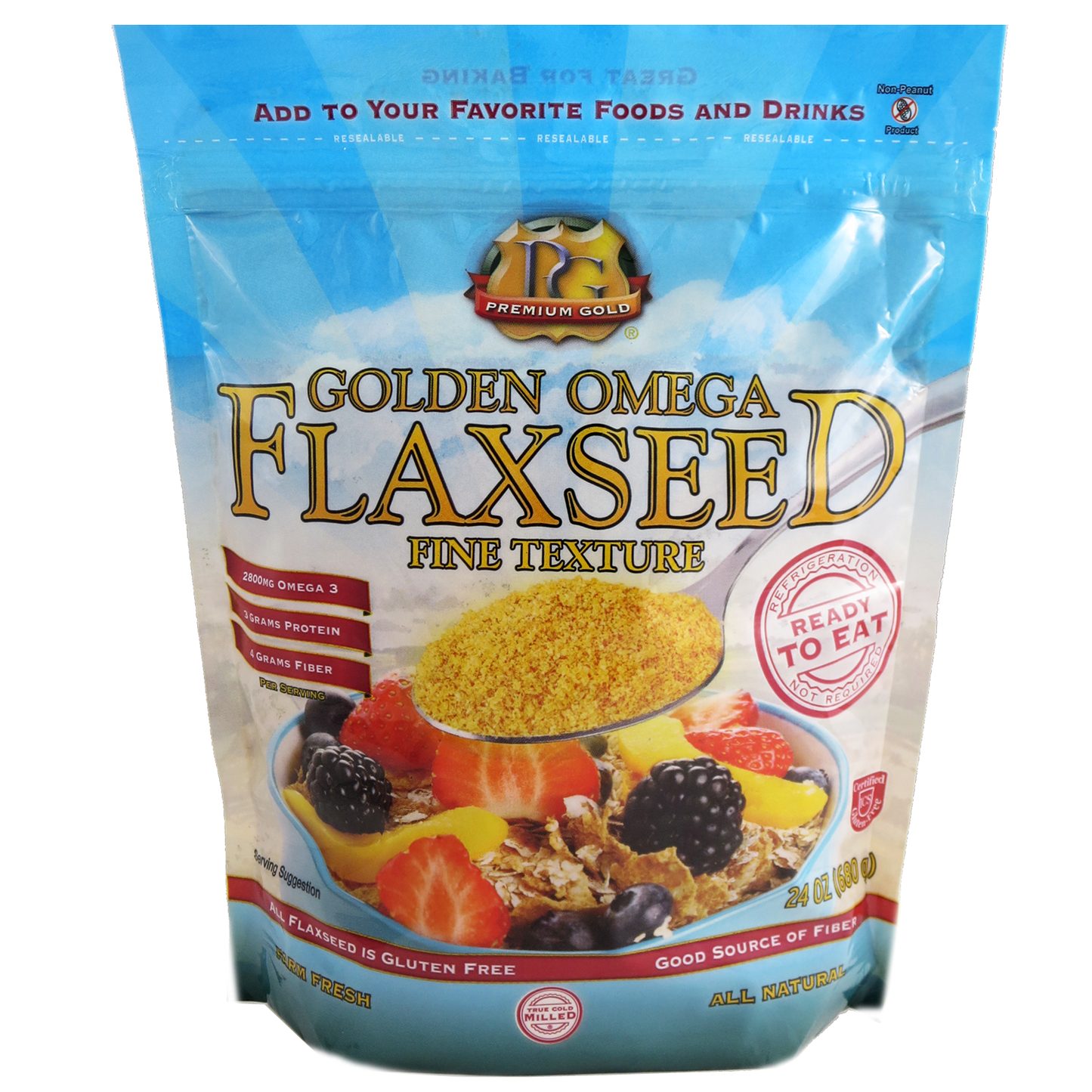 Natural Finely Ground Golden Flaxseed, 24 oz.- 3 pack