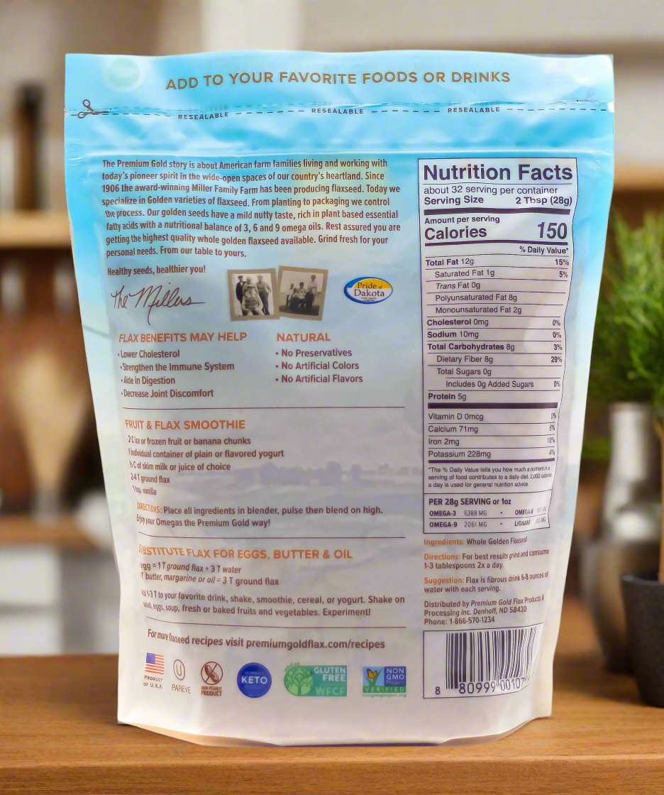 Natural Whole Golden Flaxseed, 2lb. - 6pk