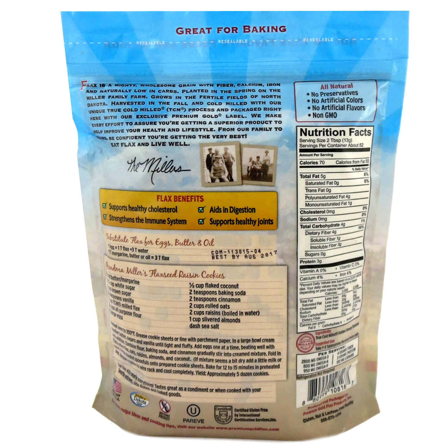 Natural Finely Ground Golden Flaxseed - 24 oz