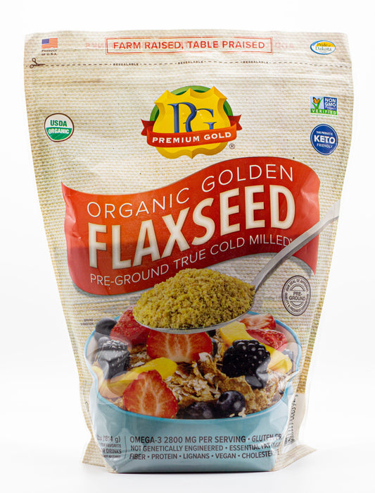 Organic Medium Ground Golden Flaxseed, 4lbs - 6pk