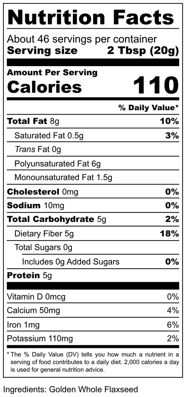 New Look! Natural Whole Golden Flaxseed | 32 oz