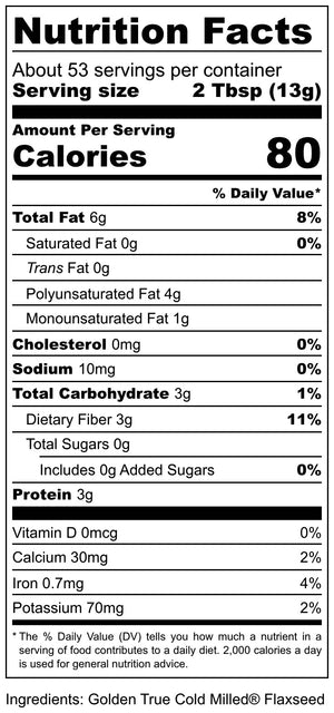 New! Natural Golden True Cold Milled Flaxseed | 24 oz