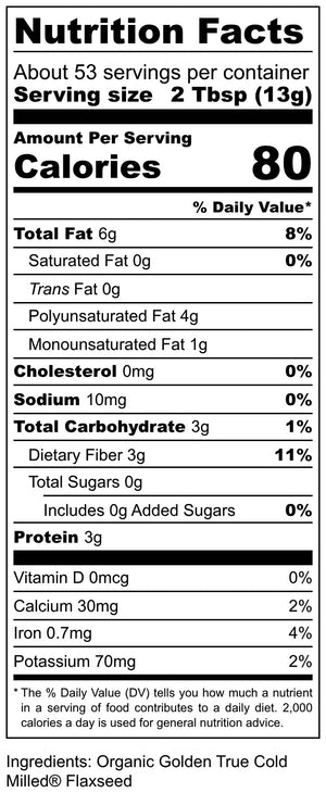 New! Certified Organic Golden True Cold Milled® Flaxseed | 24 oz