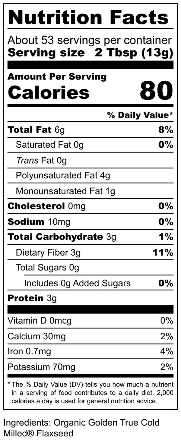 New! Certified Organic Golden True Cold Milled® Flaxseed | 24 oz
