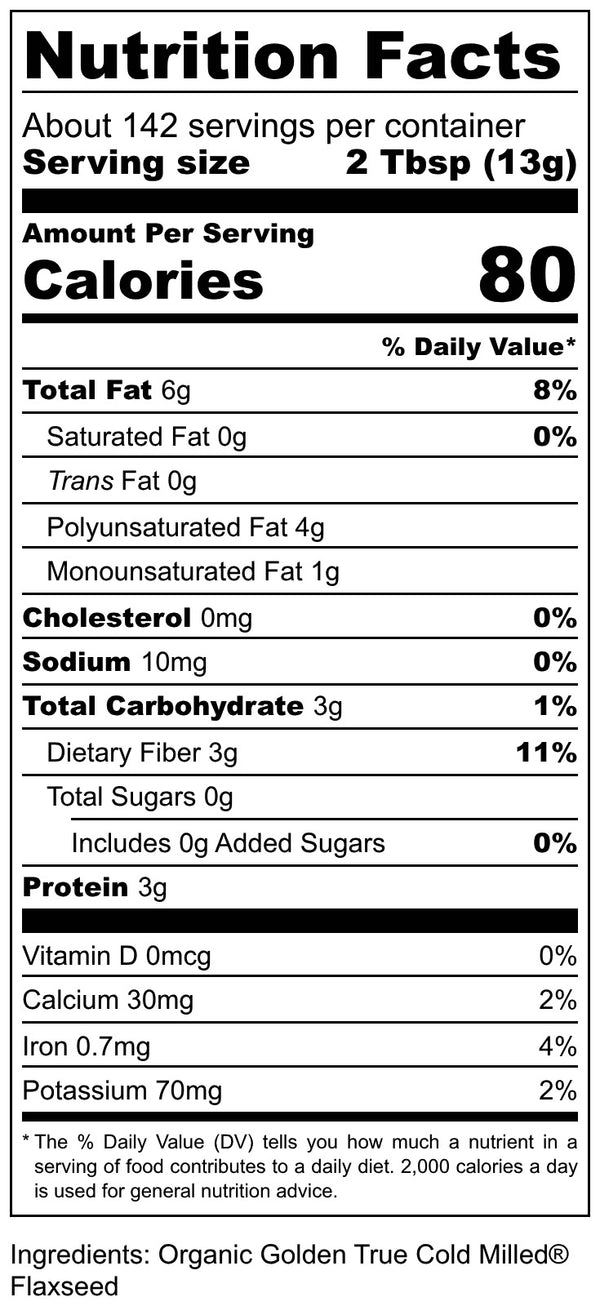 New Look! Certified Organic Golden True Cold Milled® Flaxseed | 4lb